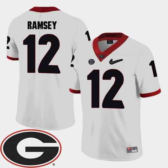 Men Georgia Bulldogs Brice Ramsey White College Football Sec Patch 2018 Jersey